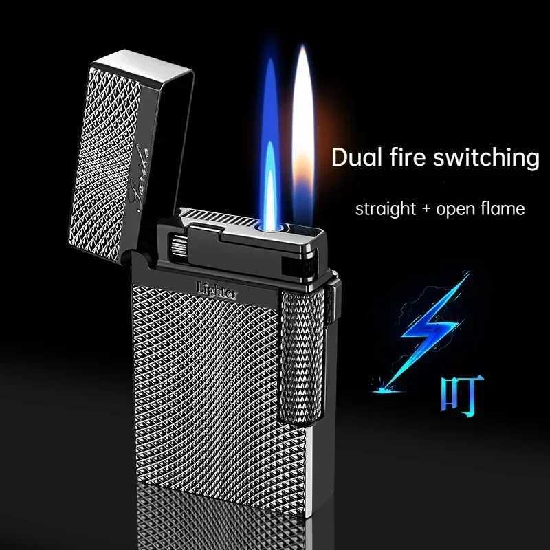 Lighters Metal windproof torch gas lamp dual flame butane cigarette lighter mens gift cigarette lighter accessories T241017EHA2