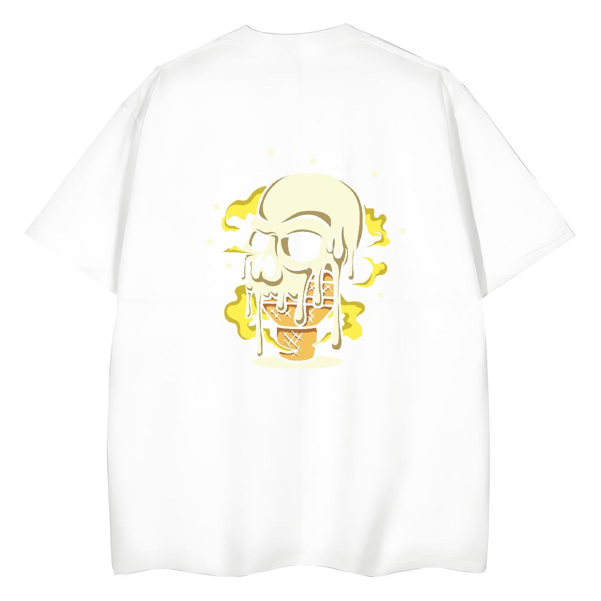 New T shirt 230g 100% Cotton Breathable Soft Beach skull Unisex Tshirts Nice Anime Oversized Tops