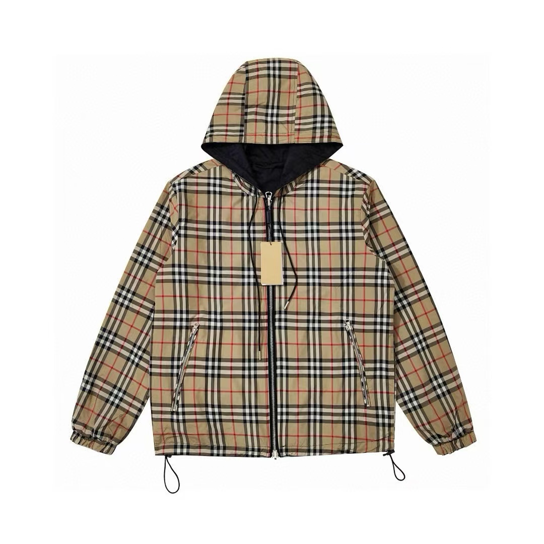 Men's jacket Outdoor casual classic jacket plaid double-sided two-piece jacket jacket men's and women's stylish loose-fitting jacket S-