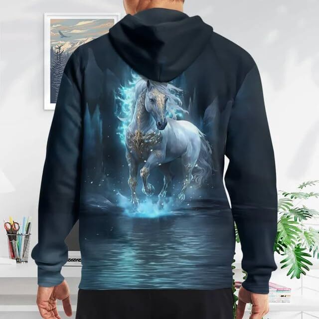 Hoodie for Mens Womens Horse Hoodies For Women 3D Print Design Pullover Horseback Riding Rodeo Hooded Sweatshirt Mens Animal Hoodie Graphic Fashionabl
