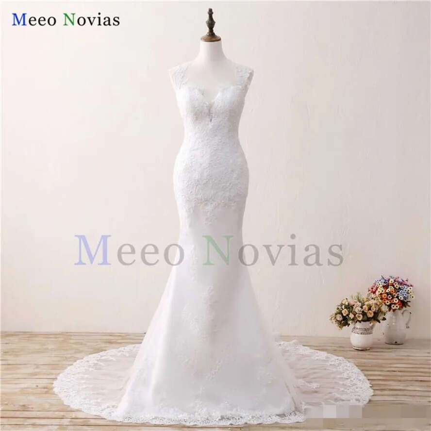 Backless Mermaid Dresses Newest Lace Applique Sweetheart Necke With Straps Hollow Back Custom Made Wedding Bridal Gowns