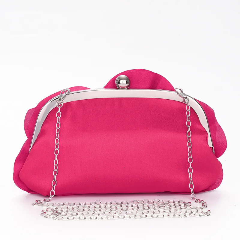 Womens Rose Evening Bag Womens Flower Pink Handbag Bridal Wedding Party Wallet Fashionable and Cute Small Day Clutch Chain241018