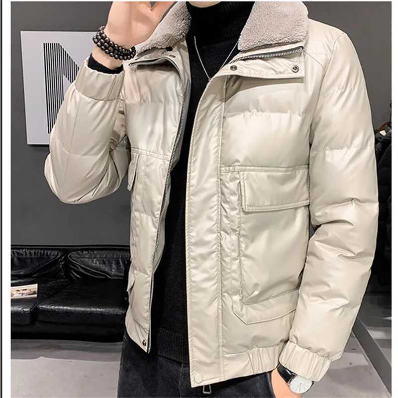 Cotton-Padded Jacket Men Winter NewThick Short Parkas Casual Streetwear Solid Coat Warm Fashion Turndown Outwear Male Jaquetas LX241018