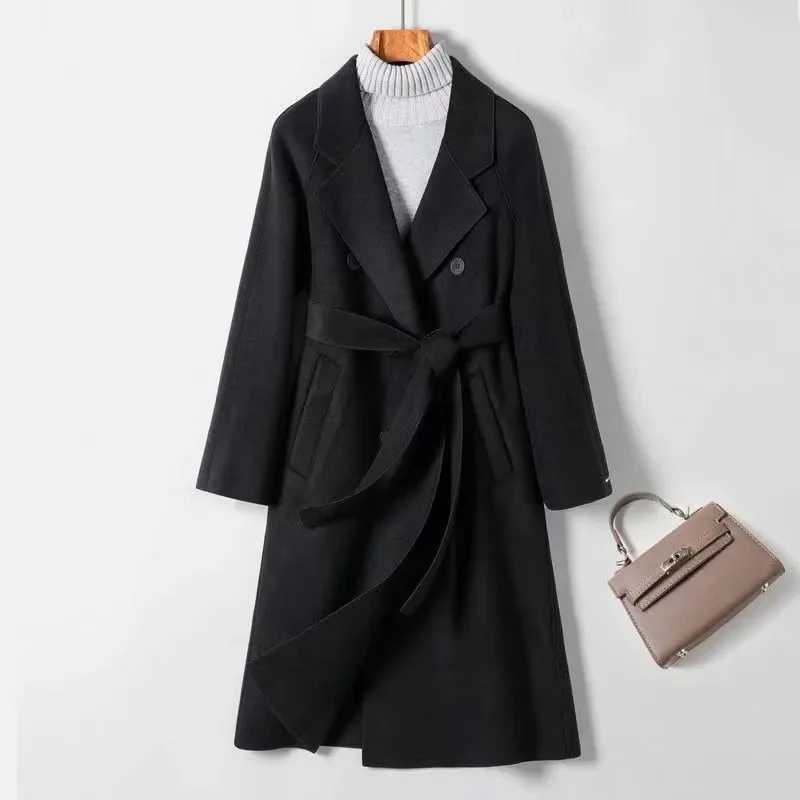 Autumn Winter New Woolen Coat Womens Slim Fit Cardigan Large Coat Women Long Sleeve Double Breasted Stand Collar Woolen CoatX241009
