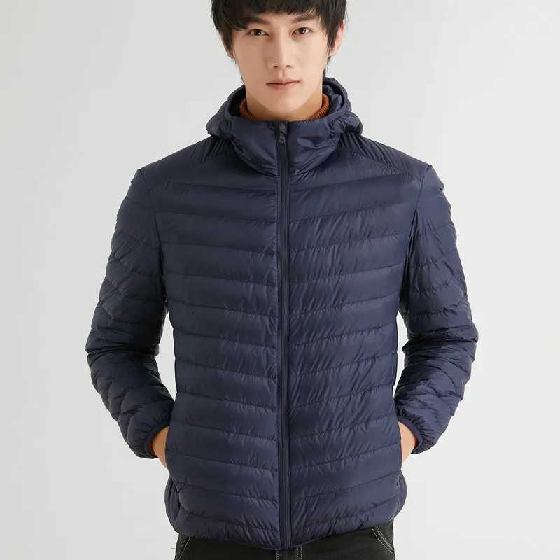 2024 New Autumn Winter Men Hooded Down Jacket Ultra Light White Duck Down Coat Parkas Male Loose Short Overisze Puffer Outwears LX241018