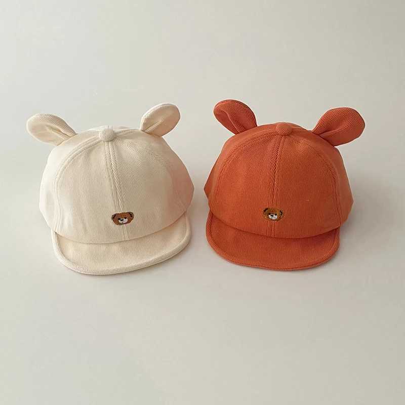 Cute Baby Baseball Cap Solid Color Bear Ears Boy Girl Peaked Hat Spring Autumn Adjustable Casual Kids Sun Hats LX241018