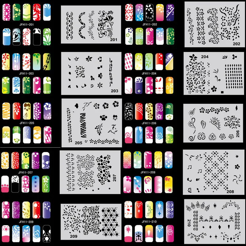 OPHIR 200 s Airbrush Nail Stencil Airbrushing Template Sheet Stencils for Airbrush Nail Art Paint Nail Tools _JFH8-JFH11 241017