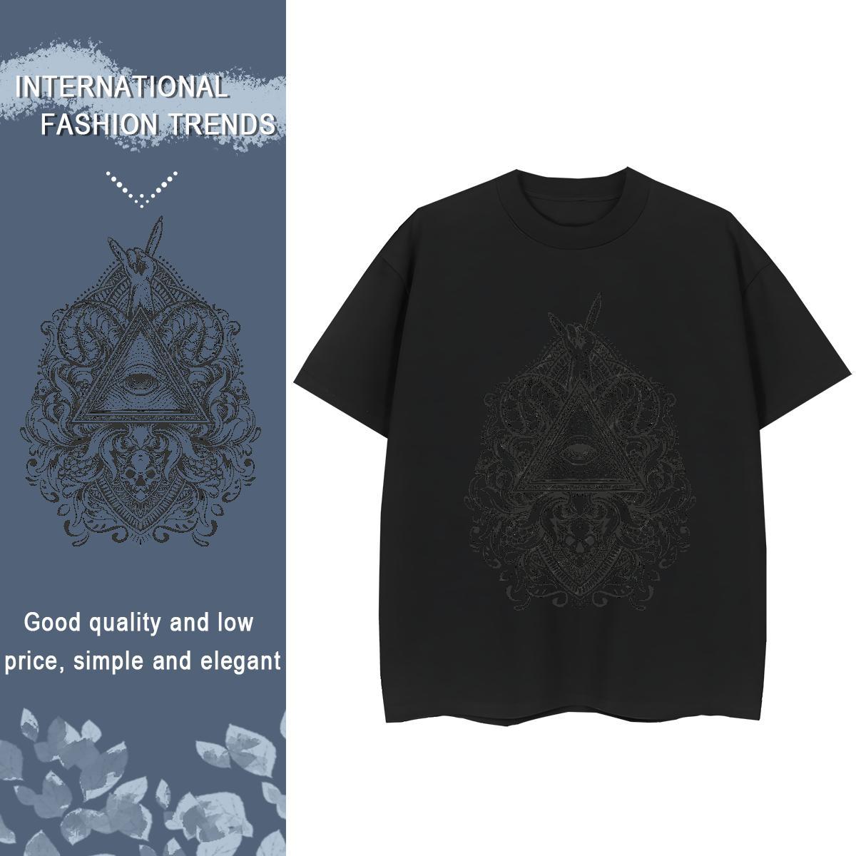 Brand T-Shirts for Women 230g Cotton Breathable Crew Neck Street Wear eye of the devil Woman Tshirt 5A Cartoon Floral Printing Tops