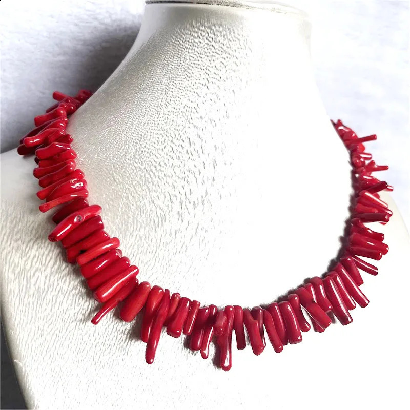 Rare genuine 15-20-28mm branched natural red coral necklace suitable for womens jewelry large irregular free-form stone fine necklace 241018