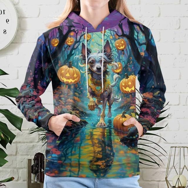 Hoodie for Mens Womens Dog Hoodies For Women 3D Print Pumpkin Hooded Dog Halloween Sweatshirt Animal Hoodie Graphic Hoodies sweatshirt Pullover Trend 