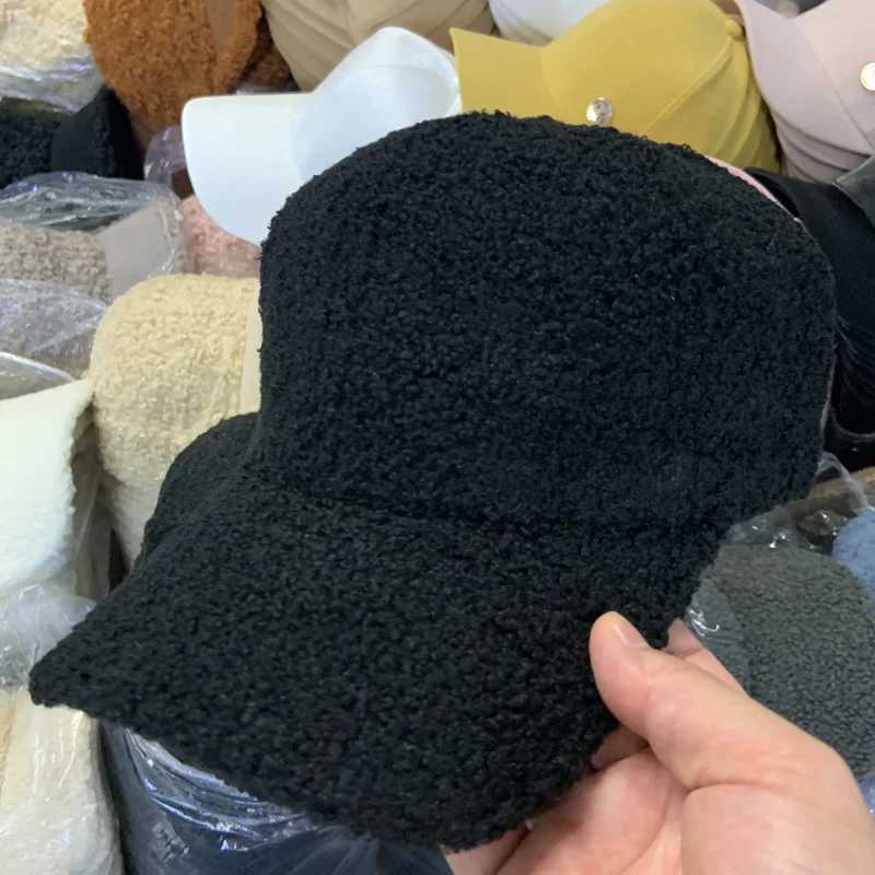 Outdoor Hats Winter Warm Lamb Fleece Thicken Baseball Cap Women Girls Solid Snapback Adjustable Hip-Hop HatX241018