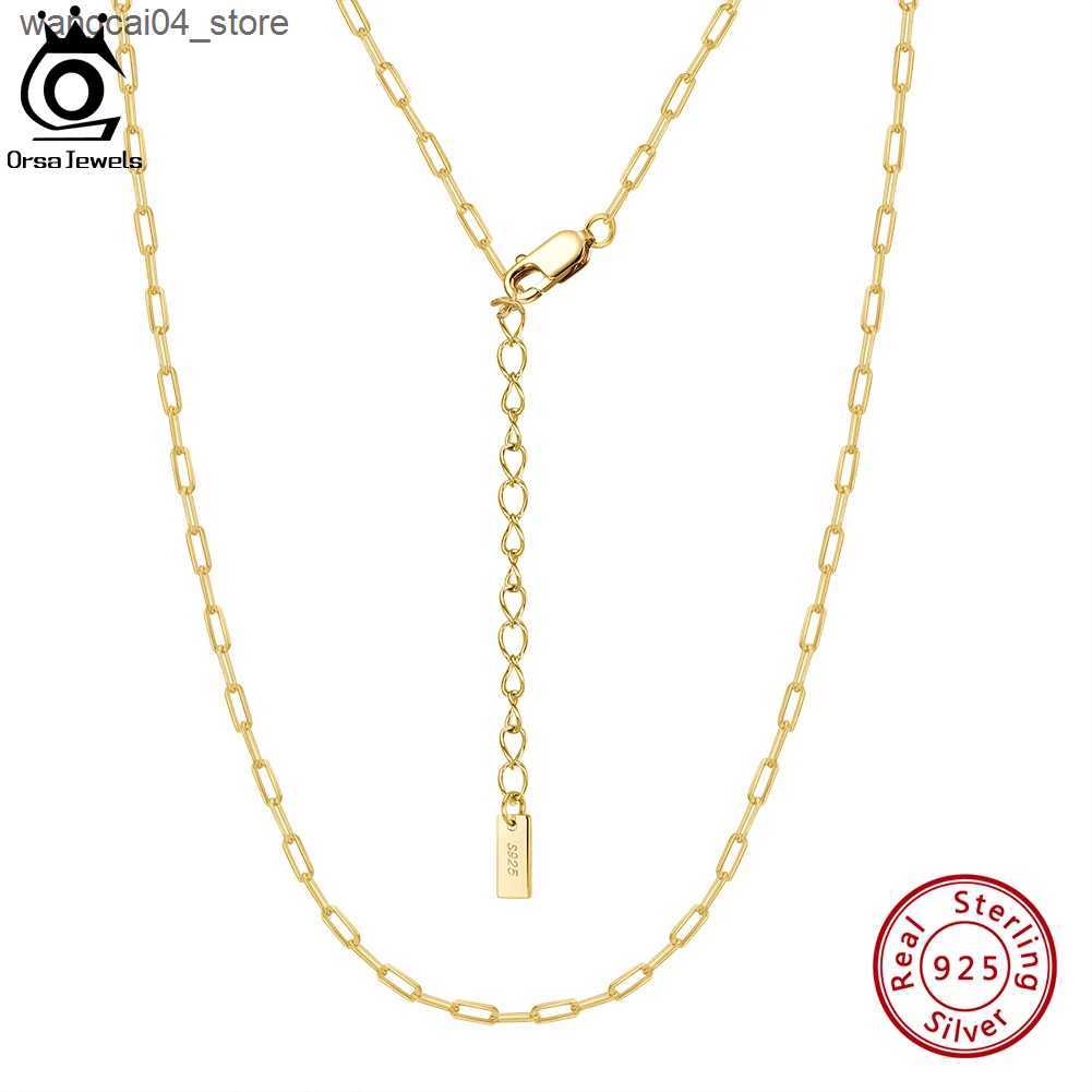 Chokers ORSA JEWELS 14K gold-plated 925 sterling silver 1.8x4.2mm paper clip chain necklace Dainty womens basic necklace chain jewelry SC64 L240910