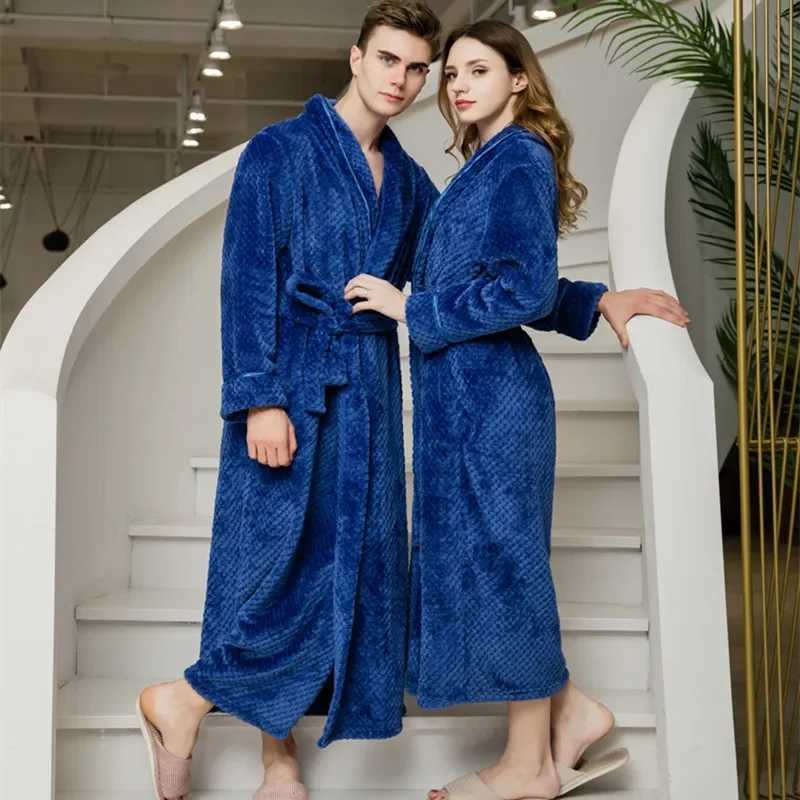 Autumn Winter Bathrobe Couple Pajamas Bridal Long Robe Flanne Pajamas Warm Thick Soft Homewear Design Luxury Brands NightwearXJ241018