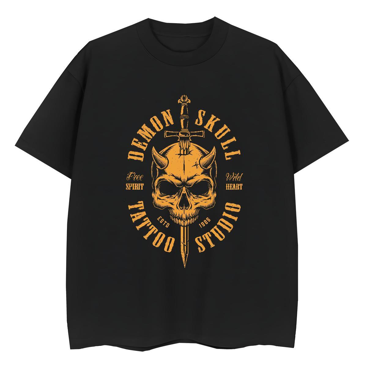 Classic T-Shirts for Women 100% Cotton 230g Crew Neck Breathable Beach skull Woman Tshirt High quality Customized Clothes Shirt