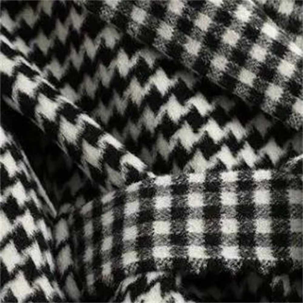 Women Long Plaid Woolen Jackets Houndstooth Waistband Coats Spring Blends Long Outerwear Autumn Belt Overcoat Wool S-2xlX241009