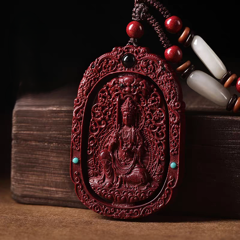 High-Quality Cinnabar Buddha Pendant Amulet | Feng Shui Chinese Zodiac Karma Protection Necklace | Good Karma Birth Year Talisman for Men & Women