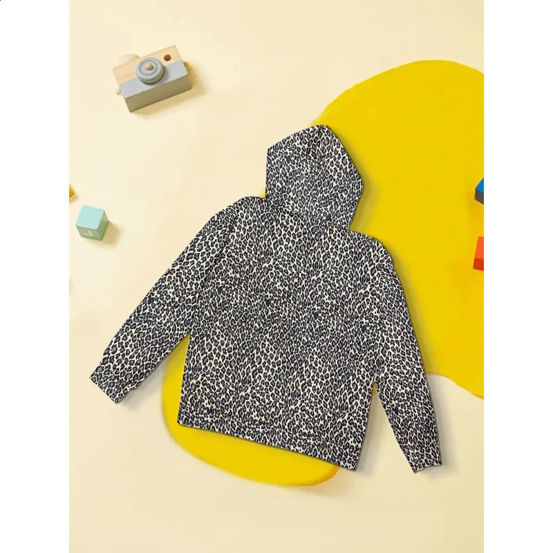 Traf women 2024 Leopard Print Hoodies Women Y2k Streetwear HipHop Harajuku Cheetah Print Hooded Sweatshirt Vintage Autumn Winter 241017