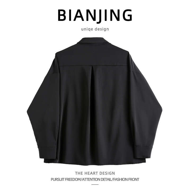 shanshi Men's shirts High street diagonal placket asymmetrical metal chain long sleeved shirt with men's design sense, personality, dark cou