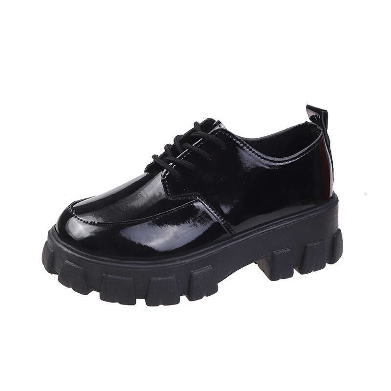 Women's Round Toe Lace-Up British Style Casual Leather Loafers for Summer and Autumn