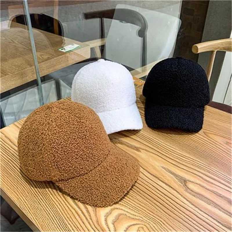 Women Autumn Winter Warm Wool Solid Adjustable Curved Eaves Baseball Cap Fashion Cashmere Woolen Thick Plus Plush Hat W91X241018