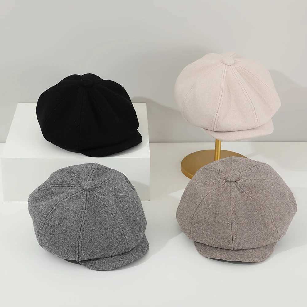 Pure Color Woolen Hat Children Autumn Winter Beret Hats Versatile Girl Baby Fashion Cute Caps For Kids 2-6 Years LX241018