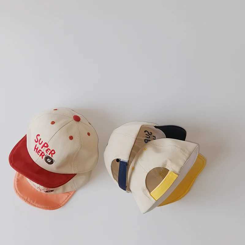 Cute Baby Summer Hat Letter Bear Embroidery Infant Boy Girl Baseball Cap Korean Casual Patchwork Toddler Peaked Caps LX241018