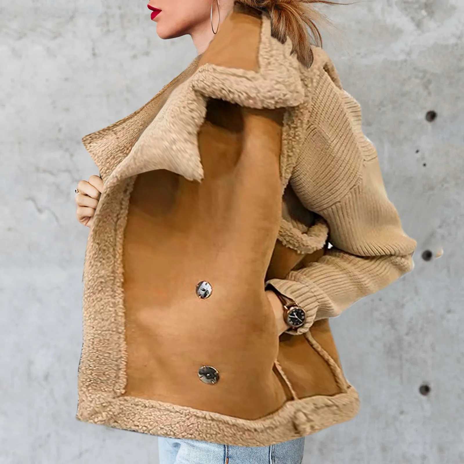 Women Autumn Winter Coat Lamb Wool Sheepskin Tops Fur Thickened Jacket Female Warm Coat Oversized Streetwear Plus Size CoatX241018