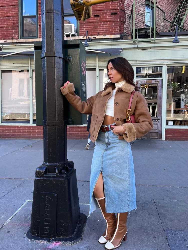 Casual Lamb Wool Solid Color Women Pocket Coat Long Sleeve Lapel Single Breasted Female Jacket Autumn Winter Lazy Lady OuterwearX241018