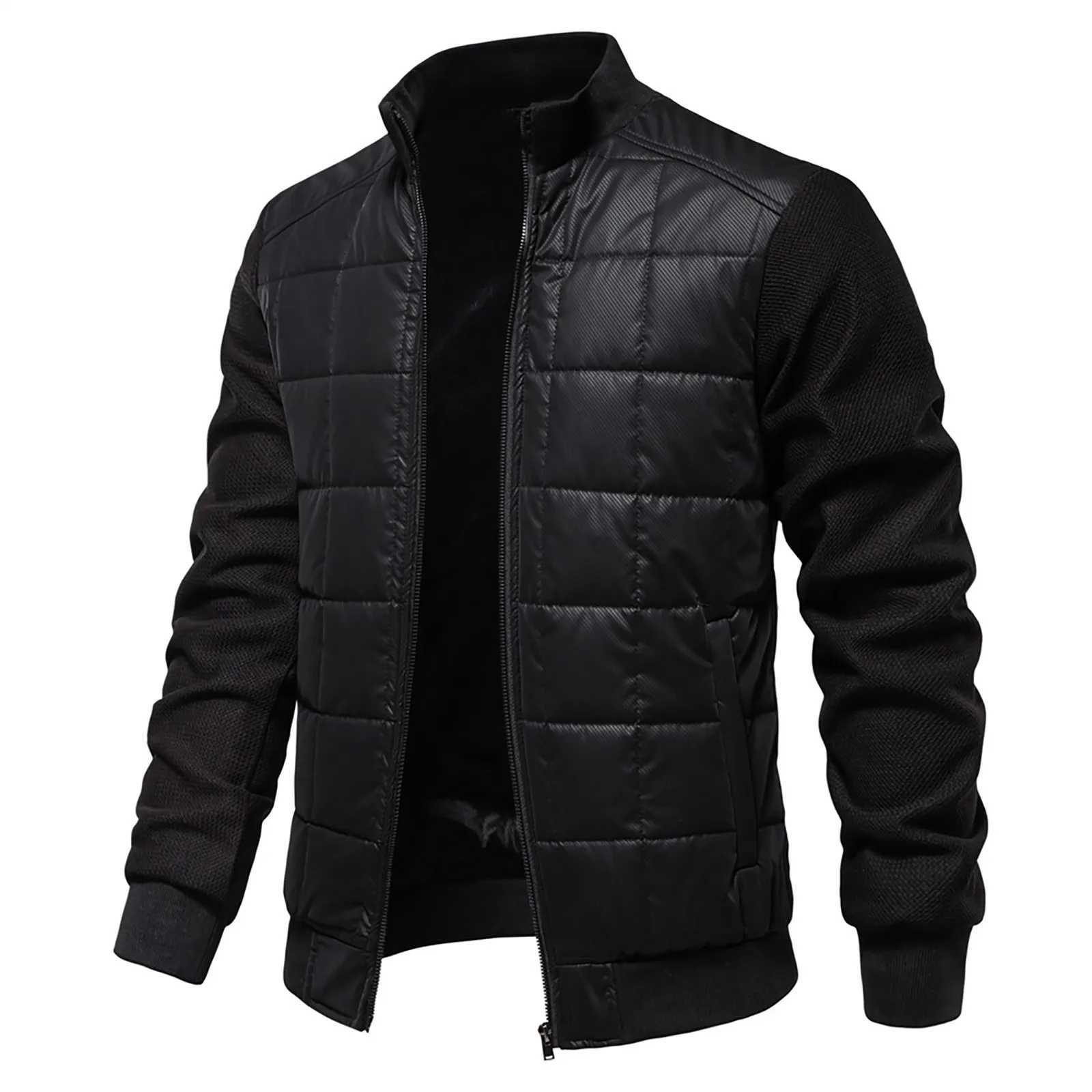 Thick Warm Winter Coat Mens Long Sleeved Outdoor Jackets Color Matching Loose Warm Jacket Stand-Collar Casual Overcoat LX241018
