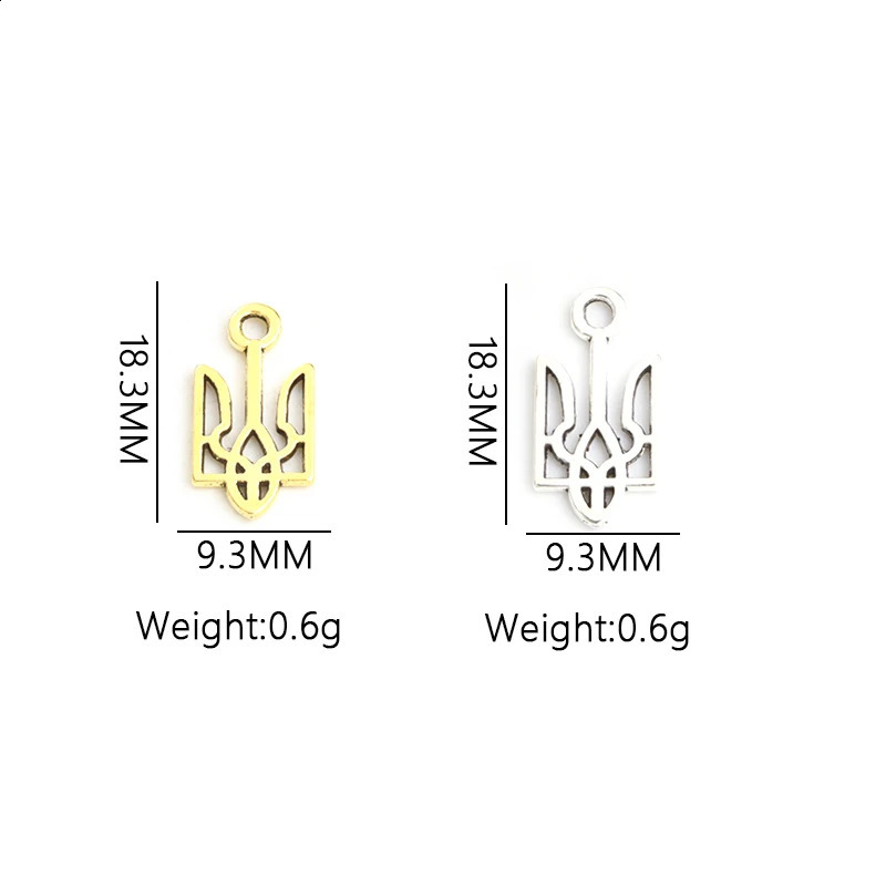 50pcs Tryzub Vintage Rune Alloy Charms Symbol Pattern Earrings Pendants For DIY Bracelets Necklaces Jewelry Accessories 241010