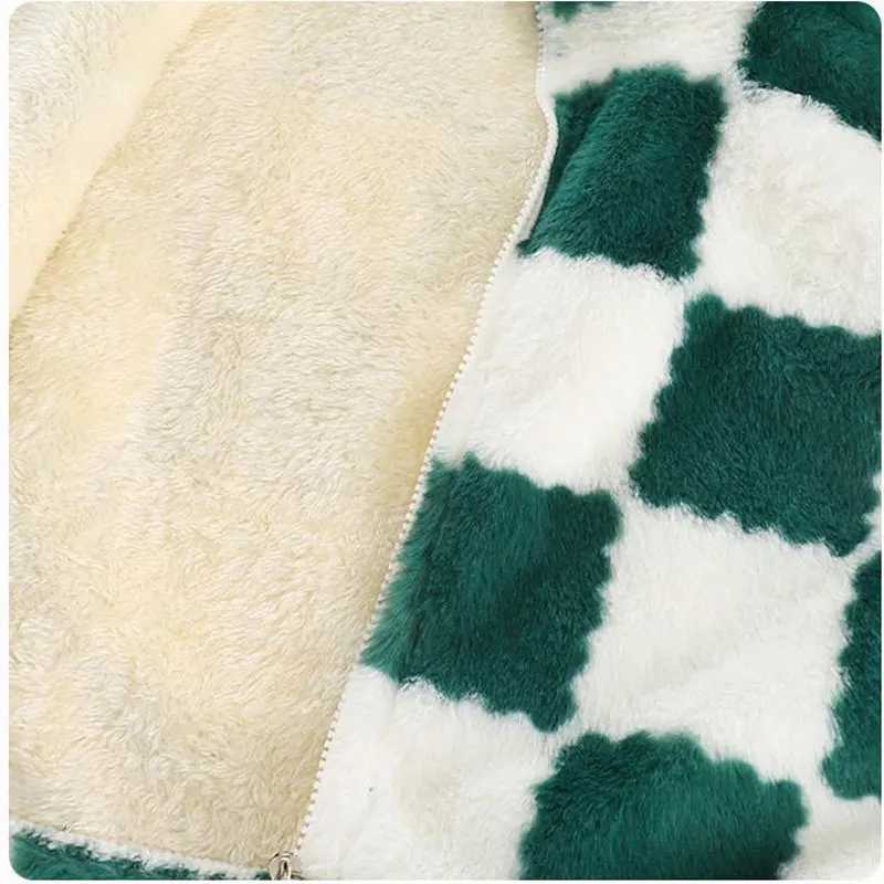 Mens jacket winter velvet jacket childrens checkered pattern childrens cardigan high necked girls sweater zipper sweater baby jacket M241018