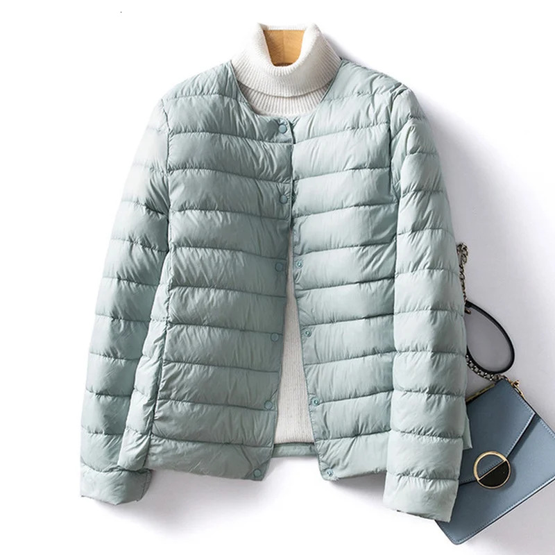 Women Er Duck Down Jacket O-Neck Variable V-Neck 2024 New Female Winter Keep Warm Collarless Ultralight Quilted Puffer Coat