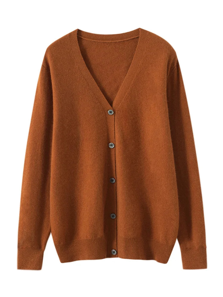 Spring Autumn Mens Vneck Cardigan 100% Merino Wool Sweater Smart Casual Solid Comfort Cashmere Knitwear Korean Clothes 241018