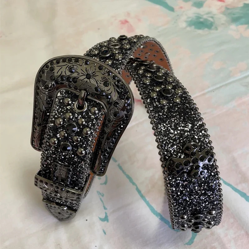 NOWISBB Y2K Rhinestones Belts Quality Western Cowgirl Cowboy Diamond Bling Cinturones Para Hombre er Goth 241018