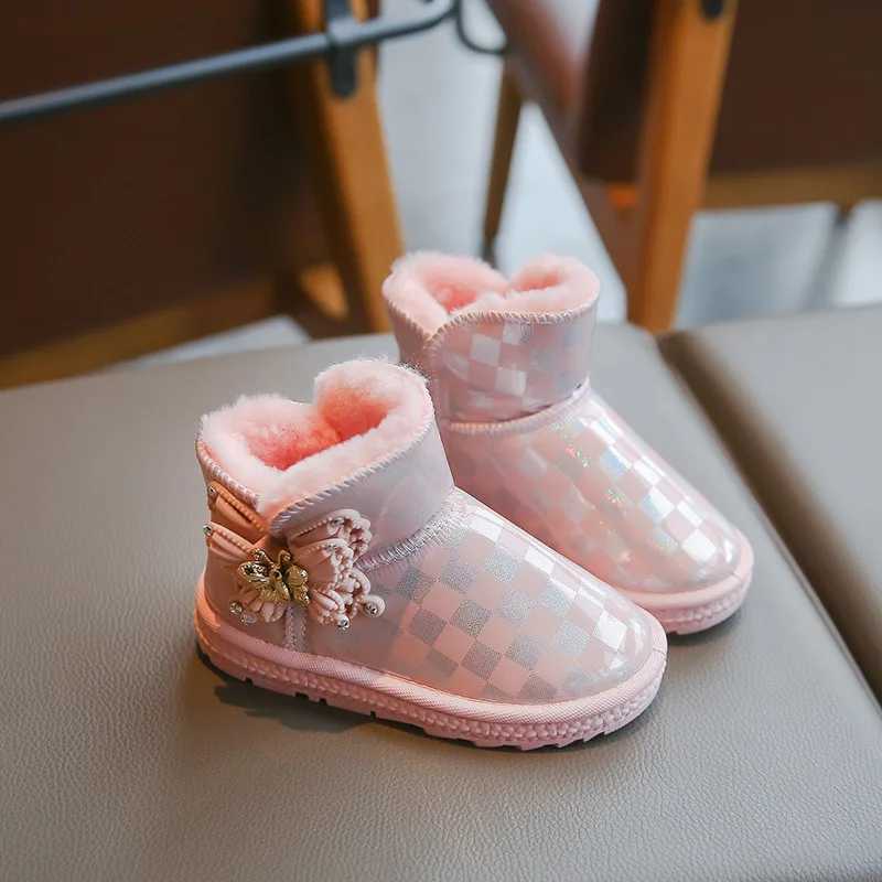 Boots Snow Boots for Children Girlsplush Princess Boots Warm Shoes for Children Winter Shoe for Girl Kids Shoe for Boy Platform Boot H241018
