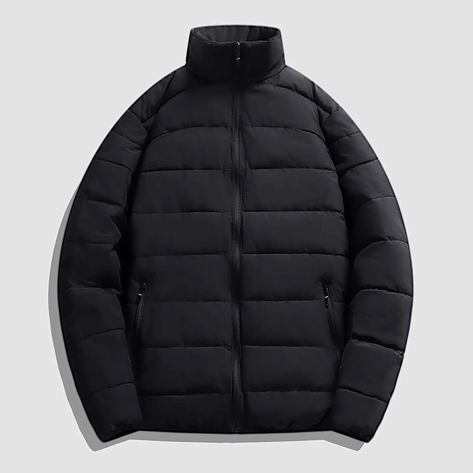 Mens Stand Color Block Cotton Coat Plus Size Winter Mens Clothing Winter Fashion New MenS Cotton Jacket LX241018