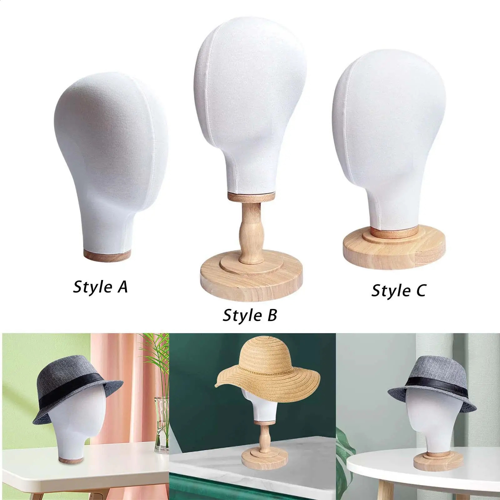 54cm Wig Making Styling block Head Mannequin Head for Headdress Eyeglasses Earphones Tabletop Hats Display with Wood Base 241017