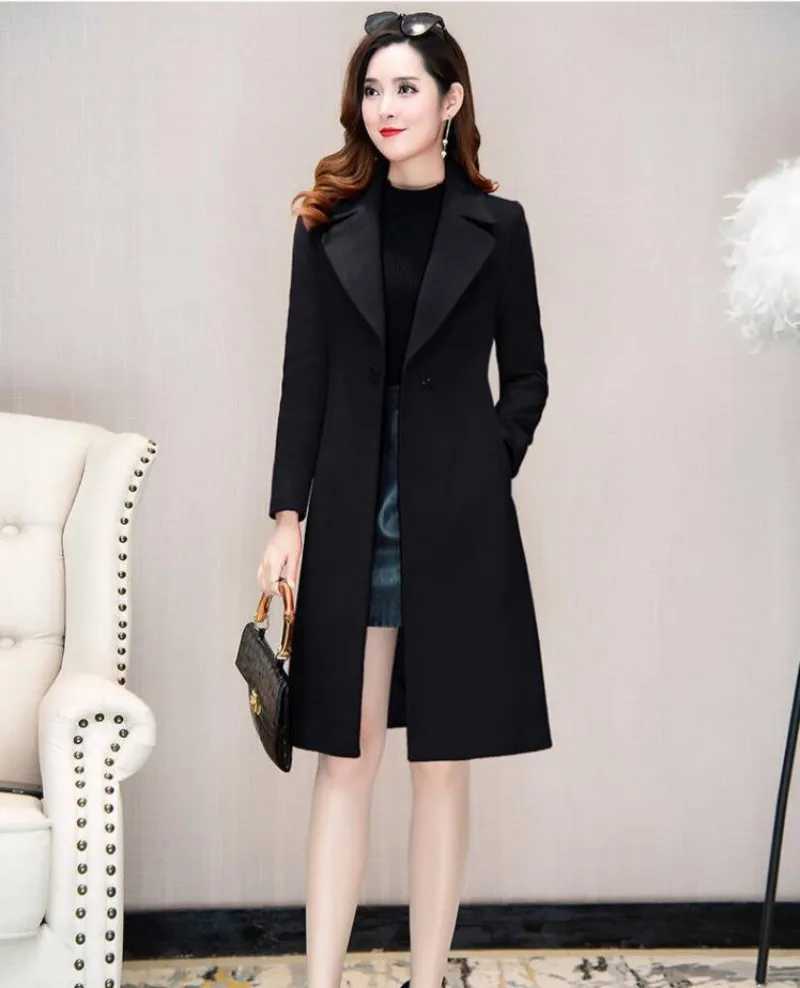 Trendy Women Wool Blends Coat Solid Color Keep Warm Autumn Winter Windproof Slim Fit Woolen CoatX241009