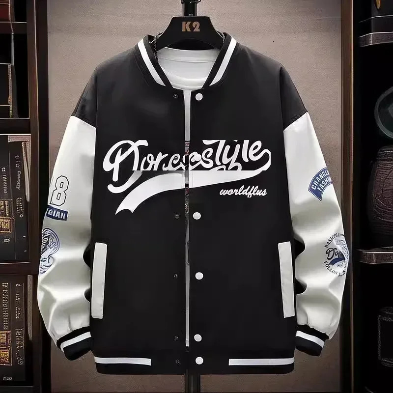 Trendy Loosefit Baseball Jacket For Men Casual American Style Preppy Fashion Thin Regular Length Student Spring Autumn Wear 241018