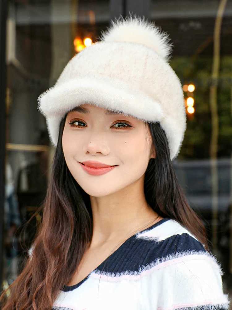 Ladies Casual Faux Fur Hat Autumn Winter Hats For Women Solid Baseball Cap Newsboy Cap Men Winter Beret Women Painter CapsX241018