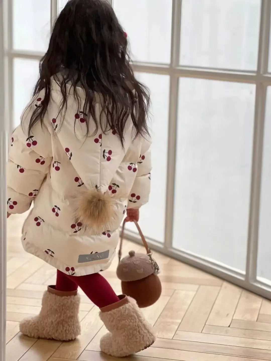 Fashion Durable Cute Girl Elf Hat Cotton Coat Baby Winter Clothing Coat Plush and Thickened M241018