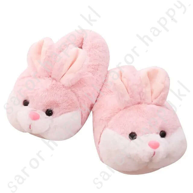 House Fluffy Women Slippers Cute Cartoon Pink Bunny Girls Fur Slides Bedroom Indoor Rabbits Warm Plush Ladies Casual Shoes 759