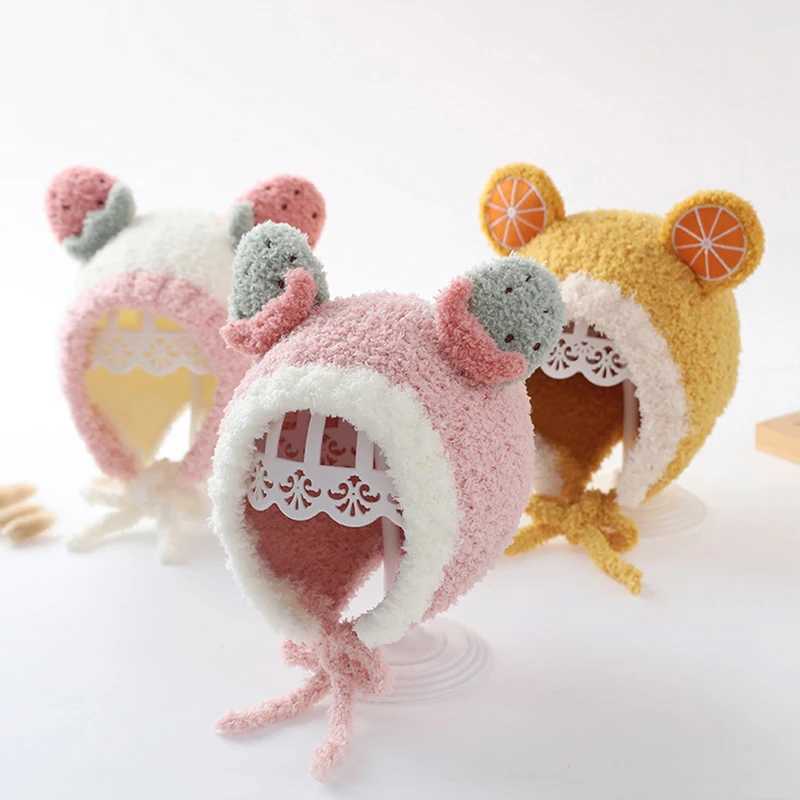 Cute Fruit Ear Baby Hat Winter Warm Plush Ear Protection Cap for Kids Boy Girl Children Beanies Caps Bonnet LX241018