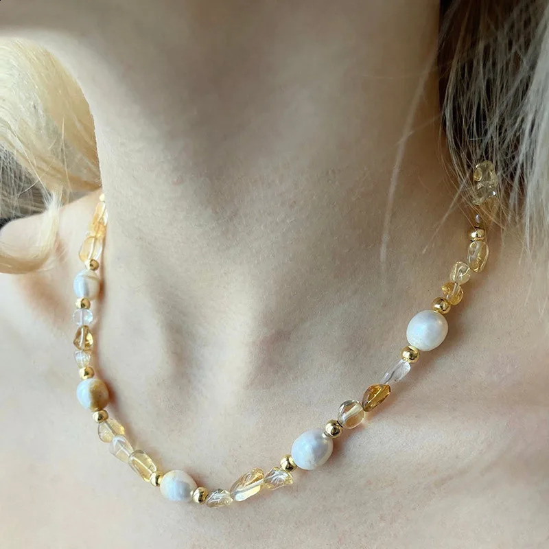 high-end n irregular natural stone mosaic natural pearl necklace simple temperature 241018