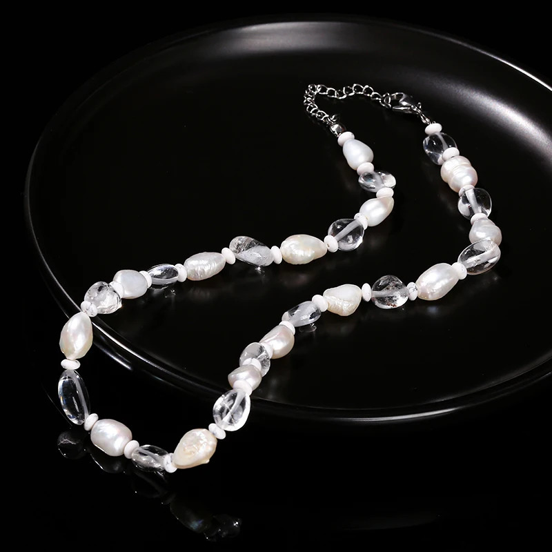 Change to a better natural quartz white pearl irregular bead necklace for women n for spiritual healing handmade necklace 241018