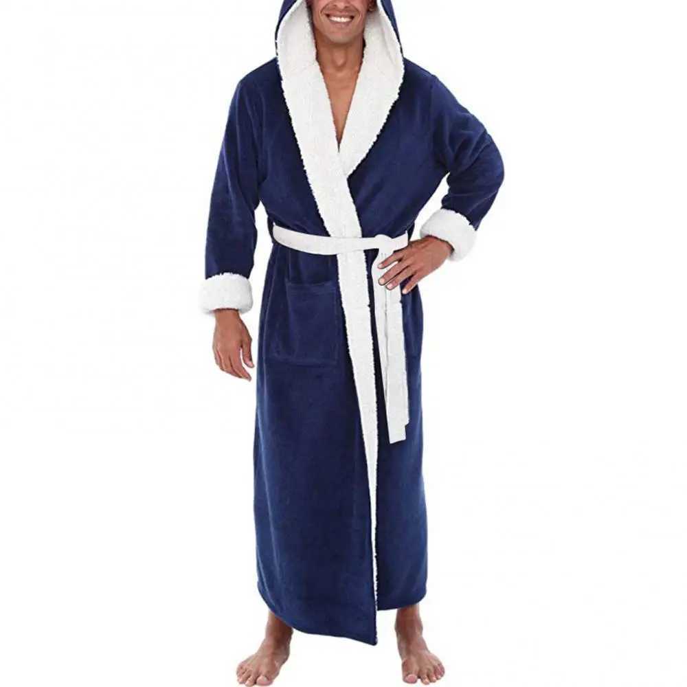 Bathrobe Clothes Nightgown Sleepwear Casual Long Sleeve Mens Man Winter Warm Flannel Robe Plush Shawl Male Bath Robe Lounge HomeXJ241018