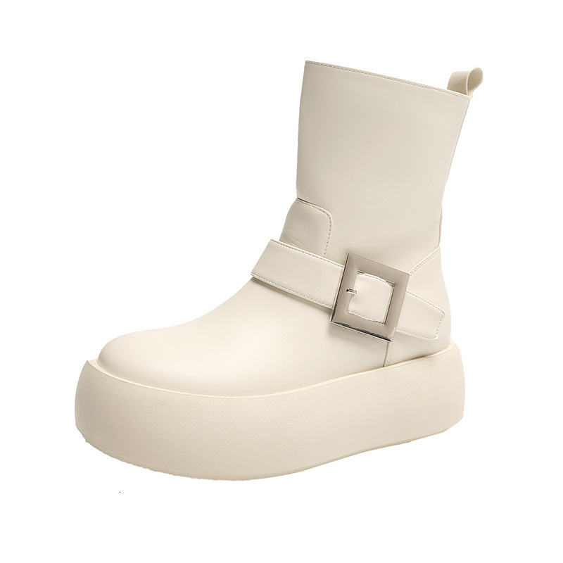 2024 Thick Bottom Versatile Short Black Martin Boots Women's Autumn/Winter Single Boots 2024 New Short Boots