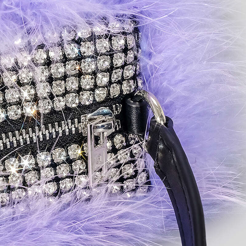 Designer Dia Handbag For Women 2023 New In Fashion High Quality Colorblock Ostrich Fur Rhiedinner Bag Bg