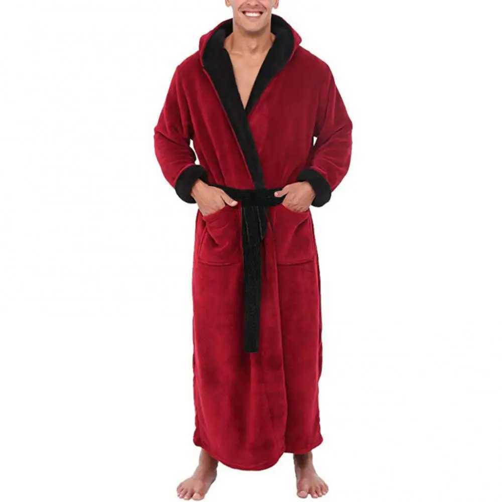 Bathrobe Clothes Nightgown Sleepwear Casual Long Sleeve Mens Man Winter Warm Flannel Robe Plush Shawl Male Bath Robe Lounge HomeXJ241018
