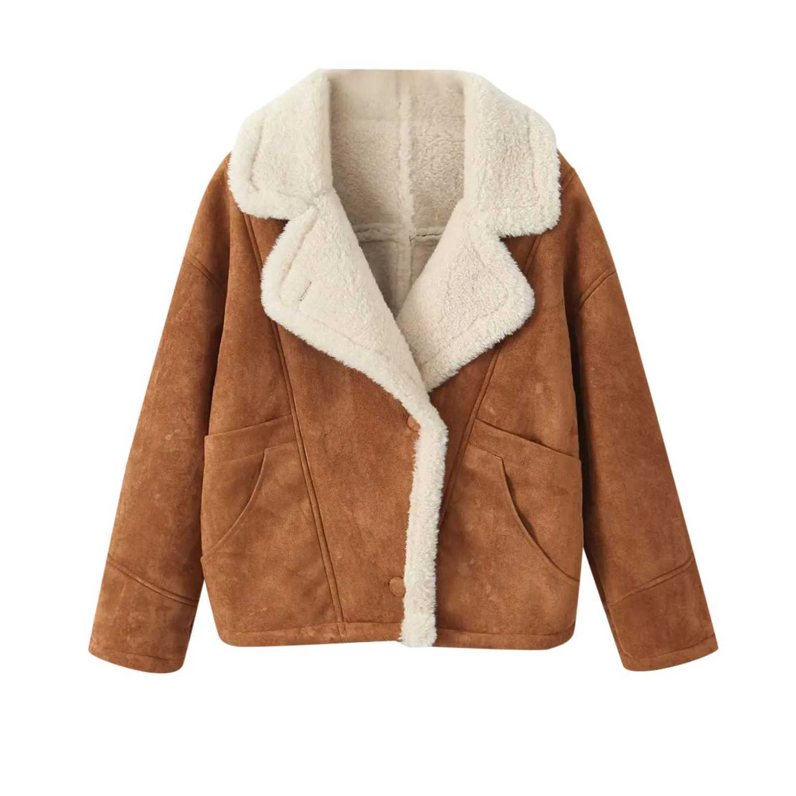 Vintage Lamb Wool Loose Fit Casual Jacket Coat Women Cozy Warm Winter Fashion Outerwear Cold Weather Fleece Warm JacketsX241018